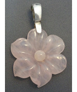2000s Pink Rose Quartz  Flower Enhancer Pendant Sterling Silver by GSJ 1... - £27.48 GBP