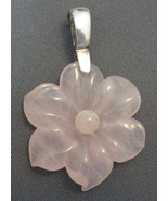 2000s Pink Rose Quartz  Flower Enhancer Pendant Sterling Silver by GSJ 1... - £26.15 GBP