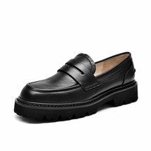Penny Loafers Women Genuine Cow Leather Round Toe Platform Shoes Spring Autumn L - £168.93 GBP