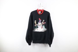 Vintage 90s Country Primitive Womens Large Christmas Snowman Sweatshirt USA - £36.13 GBP