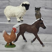 Farm Animals Lot of 4 Sheep Horse Chicken Schleich and More Miniatures D... - $19.79