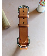 English Bridle Leather Dog Collar, Solid Brass, Handstitched - $40.39