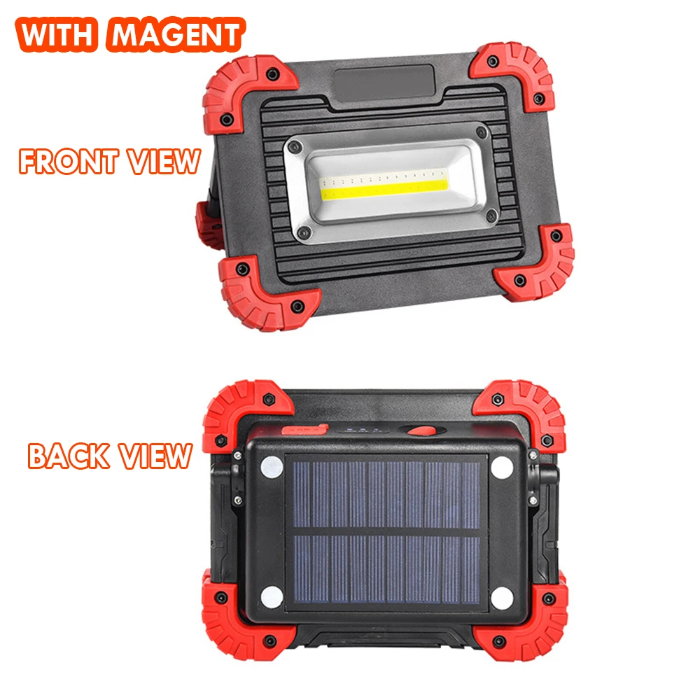 Portable Solar Work Light Power Display Magnetic Rechargeble COB LED Flood Lamp  - £197.83 GBP