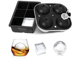 Ice Cube Silicone Trays 2 Pk 1 Sphere Ice Ball Maker & 1 Large Square NEW - $15.87