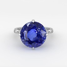 4Ct Simulated Sapphire Engagement Solitaire Ring 14k White Gold Plated Silver - £93.85 GBP