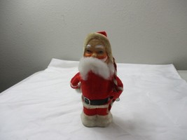 VINTAGE BELL RINGING SANTA WIND UP  CANDY CANE ARM MOVING CLOTH SANTA - £41.88 GBP