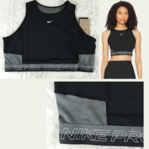 Nike Pro Women&#39;s Dri-FIT Crop Tank In Black/Iron Gray/White Nwt Size Xl - £29.31 GBP