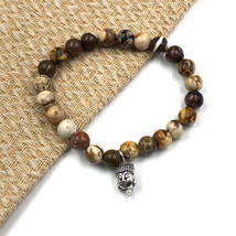 Natürlich Peanutwood Jaspis Buddha 8 MM Perlen 7.5 &quot; Dehnbar Armband BBB-6 - £10.32 GBP