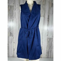 G by Giuliana Womens Navy Faux Suede Sleeveless Tie Vest Cardigan - £15.76 GBP