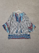 Umgee Aztec Bohemian Print Tunic Top Womens S Tassels Flowy Bell Sleeves - £19.60 GBP