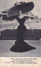 1908 Girl Dress Black Merry Widow Hat O&#39;Fallon Xenia IL Postcard D25 - £2.40 GBP