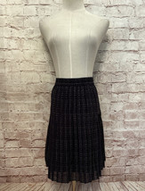 LOFT Womens Pull-On Plaid Pleated Skirt Size Medium Navy Blue Chiffon NEW - £28.67 GBP