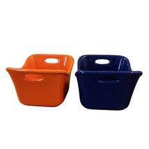 Rachael Ray Stoneware Lot of 2 Ramekin Baking Dishes 10oz Blue Orange READ - £12.66 GBP