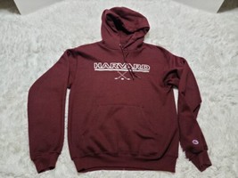 Y2K Champion Harvard Hockey S Hoodie Sweatshirt Pullover Pocket VTG Ivy ... - £17.55 GBP