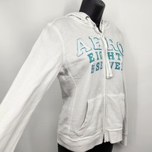 Aeropostale Hooded Sweatshirt Juniors Size Small Full Zip White Hoodie - £9.25 GBP