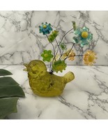 Vintage Gamut Designs Lucite Bird 70s Yellow Blue Daisy Flowers Figurine... - $52.46