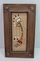 VTG Rainbow Navajo Native American Sand Painting Art Bear Claw Faux Wood Frame - £46.38 GBP