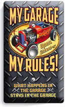 My Garage Rules Hot Rod Car Light Dimmer Cable Wall Plate Room Man Cave Hd Decor - £8.07 GBP