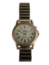 Time Black &amp; Silver Stretch Band Stainless Steel Quartz Watch Needs Repair - £14.31 GBP