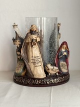 VTG Nativity Scene Resin Candle Holder w/ Pedestal 8 pcs Figurines Bible... - £70.08 GBP