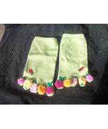 Socks women&#39;s toe socks green with flowers 9-11 nwot - £7.86 GBP