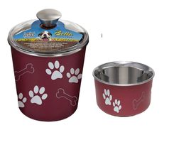 MPP Stainless Steel Merlot Dog Treat Canister and Free Matching Dish Rub... - $43.60+