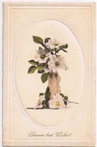 Postcard Embossed Sincere Best Wishes Vase Flowers - £2.22 GBP