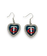 NEW WOMENS MINNESOTA TWINS MLB BASEBALL SILVER CRYSTAL HEART EARRINGS DA... - €14,46 EUR