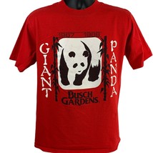 Busch Gardens Giant Panda Bear Vintage 80s T Shirt Medium Red Made In USA Tee - £28.48 GBP