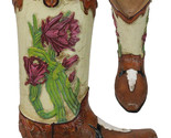 Country Western Texas Longhorn Cow Skull With Rose Cactus Cowboy Boot Mo... - £20.39 GBP