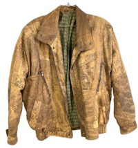 VTG 80s 90s Echt Leder Distressed Brown Leather Bomber Jacket Men XL Bra... - $148.50