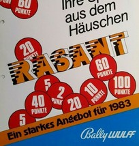 Bally Wulff Rototron Rasant Slot Machine Flyer Original German Text Foldout 1984 - £23.02 GBP