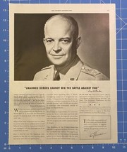 Vintage Print Ad Dwight D Eisenhower Uniform Photo War Against Fire 13.5... - $13.71