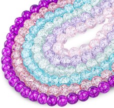 Crackle Glass Beads 8mm Purple Blue Veined Bulk Jewelry Supply Mix Uniqu... - £16.82 GBP