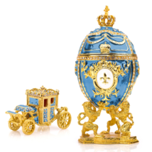 Royal Imperial Aqua Easter Egg Replica: Extra Large 6.6 inch + Carriage ... - $74.20