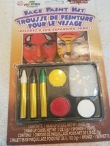 Face Paint Make Up Kit - Red &amp; Yellow Cakes / White, Black, Green Sticks... - £10.08 GBP