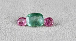 Natural Old Spinel Emerald Cushion Cut 3 Pcs 4.40 Carats Gemstone Ring Pendant - £598.05 GBP