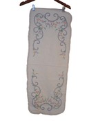 Vintage Blue Multicolor Floral handmade embroidered Lace Dresser scarf r... - $45.98