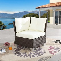 Lokatse Home Outdoor Wicker Sectional Sofa Chair With Cushion For, Beige - £102.21 GBP