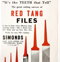 1936 Saw &amp; Steel Co Red Tang Files Advertisement Fitchburg Massachusetts... - $24.99