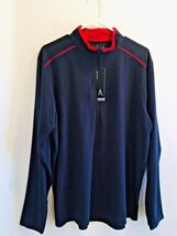Antigua 1/4 Zip Pullover Performance Top Men's Size L Glacier Navy/Red Trim - $34.15