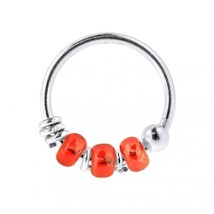 Transparent Red Bead Spring Coil 925 Silver Metal Ball Nose Hoop Ring 22 Gauge - £23.70 GBP