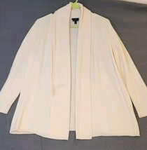 TALBOTS Women&#39;s Pure Merino Wool Sweater Cardigan Open Front Ivory Plus Size 1XP - $28.66