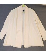 TALBOTS Women&#39;s Pure Merino Wool Sweater Cardigan Open Front Ivory Plus ... - $28.66