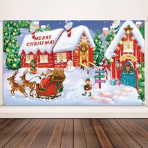 Christmas Wall Scene Santa Backdrop Extra Large Fabric Christmas Door Cover Deco - £14.14 GBP