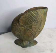 Vintage Brass Shell Nautilus Footed Planter MidCentury MCM Beach Coastal... - £22.36 GBP