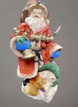 Vintage Resin Santa With Bell &amp; Present Bag - $12.87