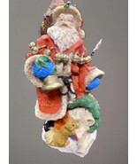 Vintage Resin Santa With Bell &amp; Present Bag - $12.87