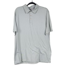 Van Heusen Polo Shirt L Mens Classic Fit Striped Green White Short Sleeve Cotton - £14.09 GBP