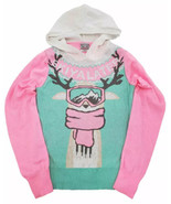 NWT Women’s Pink Ski Ya Later Deer Hoodie Long Sleeve Lightweight Knit S... - $30.94 CAD